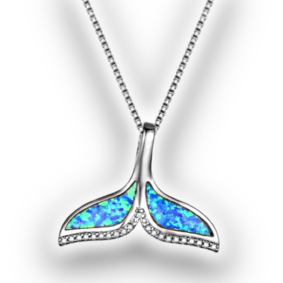 Jewelry - Blue Fire Opal Charm Pendant & Necklace